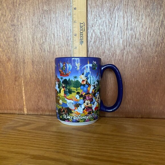 Walt Disney World Parks Mug Characters Blue VGUC Mickey Minnie Pluto Donald Duck - Picture 9 of 10